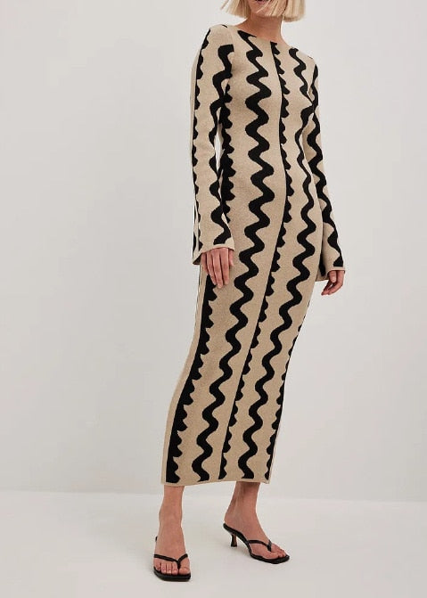 Close up view of Gemini Knit Dress by Shop The Kei