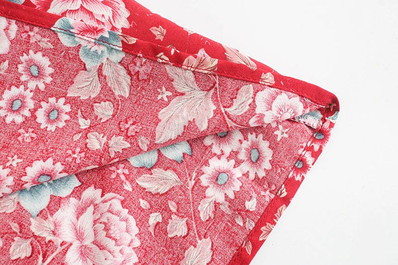 Birdie Summer Midi Skirt from Shop The Kei - closeup detail of stitching on hemline and natural fiber textile texture