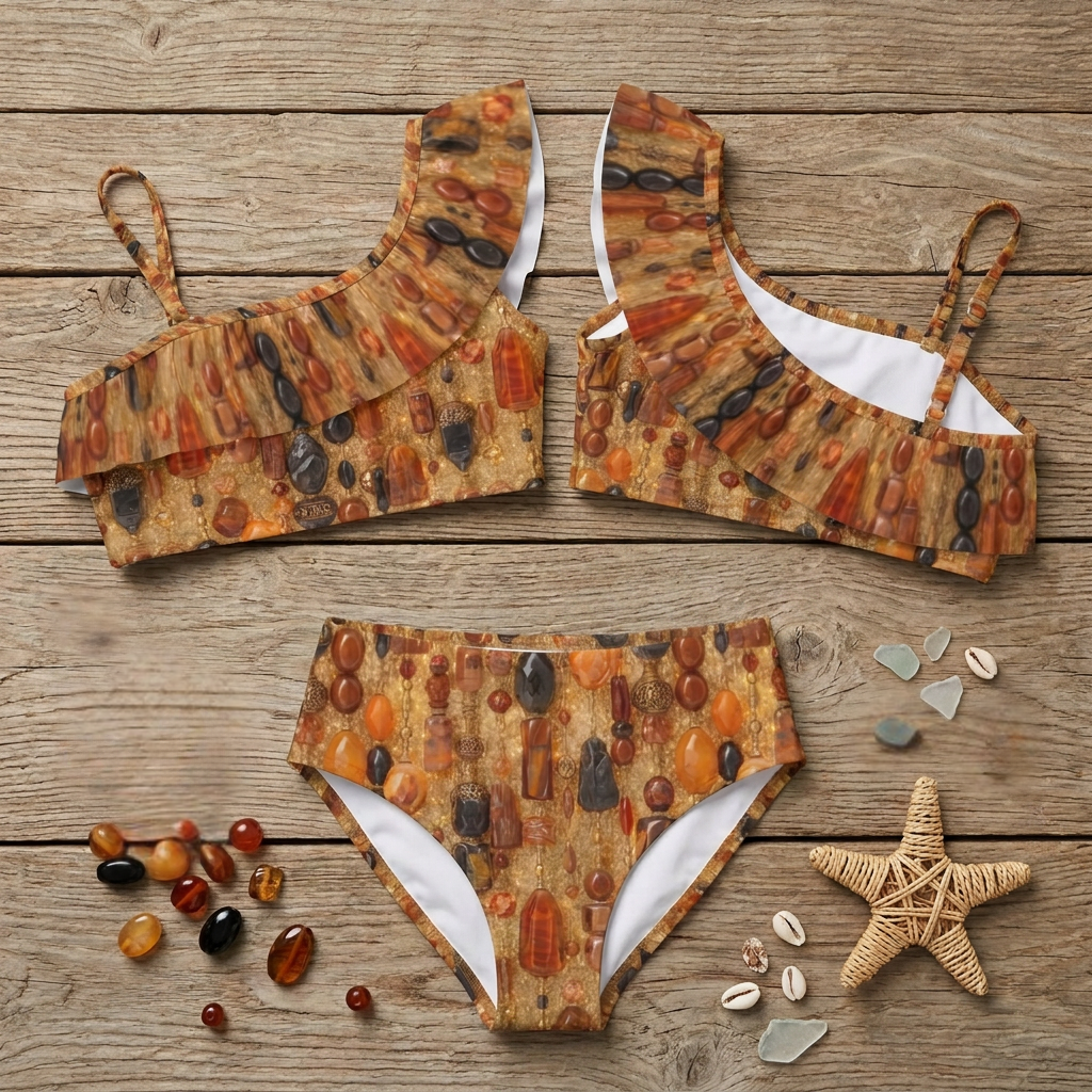 Solara Bikini Set for Mini kids swimwear in Fire print, flat lay – Shop the Kei girls swimwear