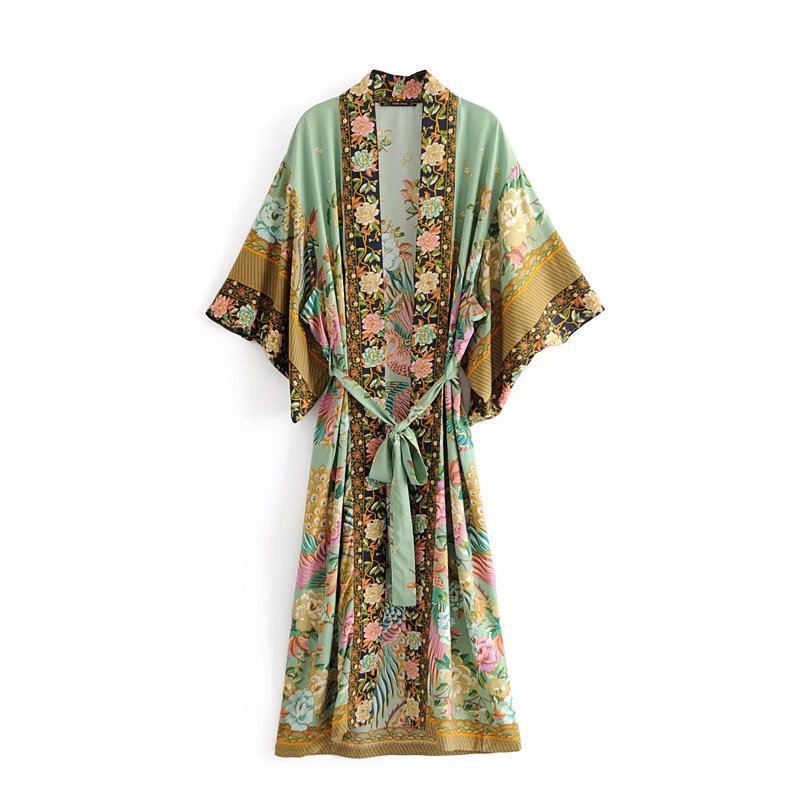 Front view of Nyma Kimono from Shop The Kei swim collection. Garment is hanging flat on a white background