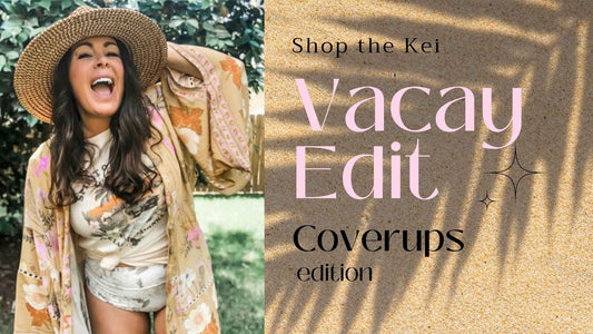 Joyful woman wearing a flowing kimono, laughing under the sun on a tropical vacation