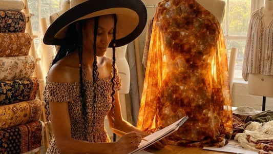 Designer Kei Kucera and her designer dress fashion Amber Jewels in the making