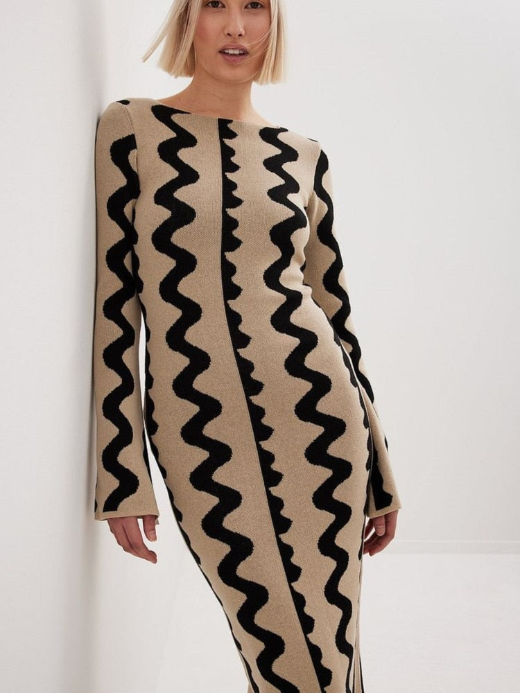 Close up front view of Gemini Knit Dress by Shop The Kei