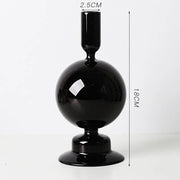 Roma Glass candlestick holder by Shop the Kei home treasure collection in clear black. Bubble with step base modern-style blown glass candlestick holder dimensions 2.5cm X 18cm X 8.5cm
