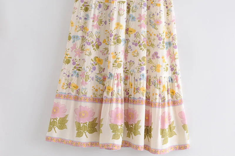 True Boho Floral Midi Skirt