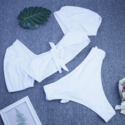 White Lylah Bikini from ShoptheKei.com.  Flat view of the back top and bottom together