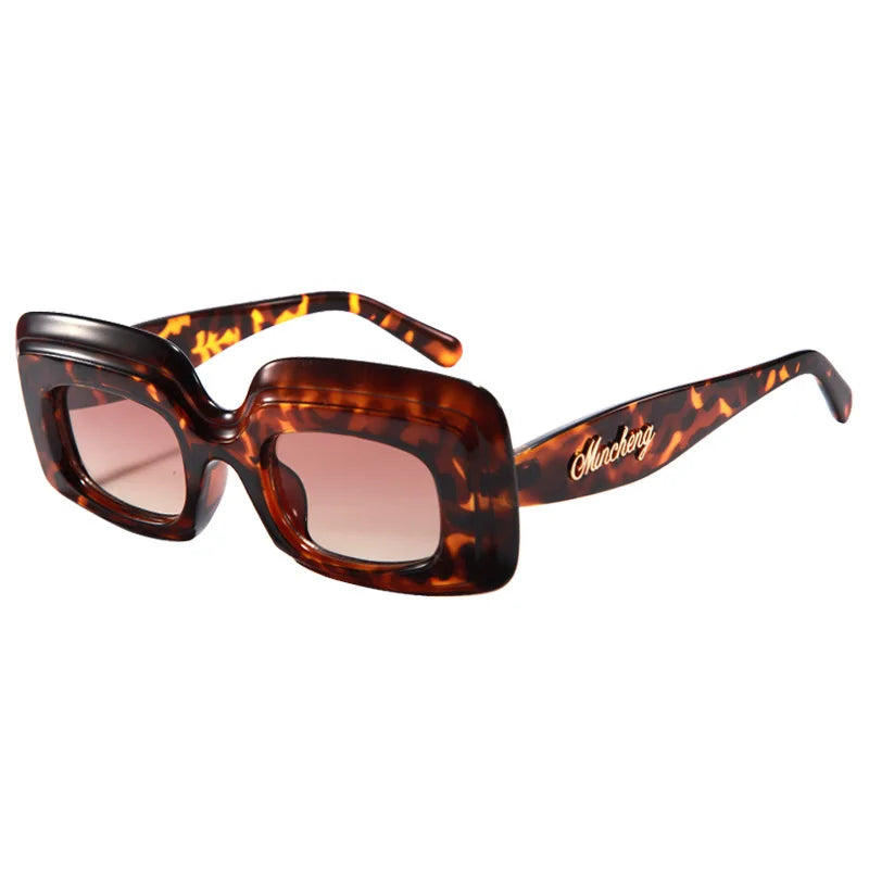 Leopard Retro Shades sunglasses, a tortoiseshell frame with brown gradient lenses, shown at a three-quarter angle on a white background.