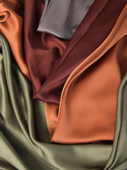 Bela Satin Maxi Skirt from Shop the Kei - close up - rich satin textile texture in bias.