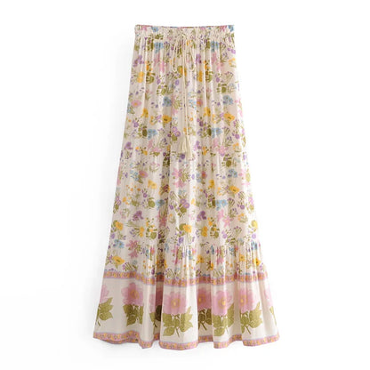 True Boho Floral Midi Skirt