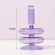 Roma Glass candlestick holder by Shop the Kei home treasure collection in clear purple. 2-Disk shape with slope base modern-style blown glass candlestick holder dimensions 2.5cm X 15.5cm