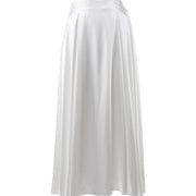 Amber Satin Maxi Skirt from Shop the Kei - white satin circle skirt pictured on a white background