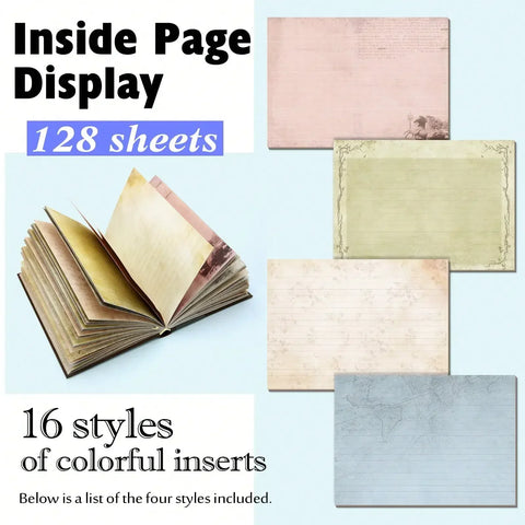 Colorful paper inserts with an open book and text about quantity and styles.