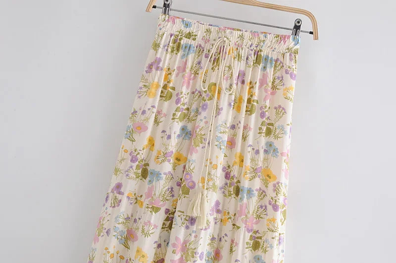 True Boho Floral Midi Skirt