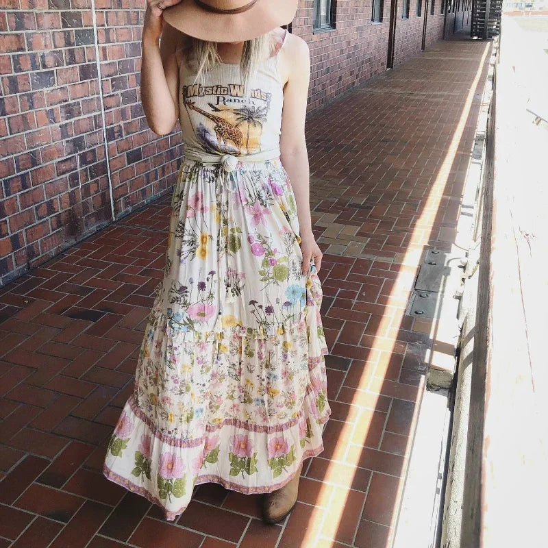 True Boho Floral Midi Skirt