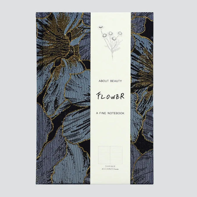 Sacred Travel Journal in Lapis Lazuli with gold-veined embroidered floral cover